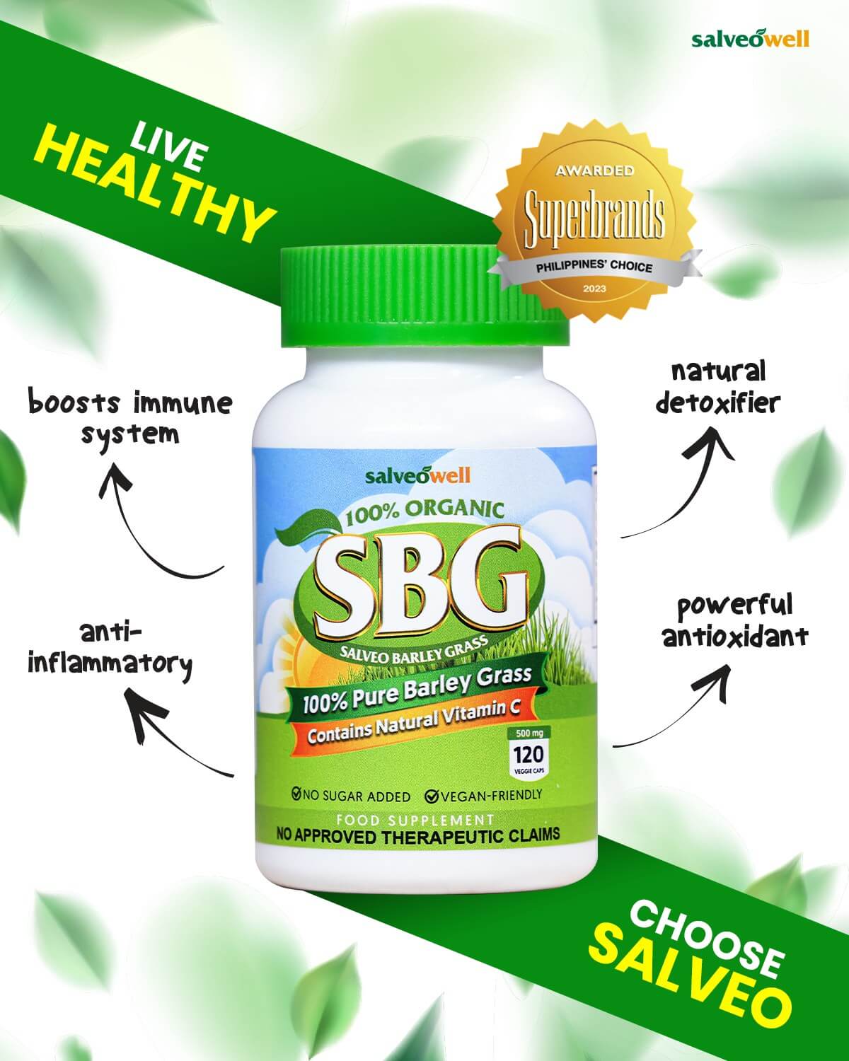 Salveo Barley Grass Capsules | 120 capsules | 500mg made in Australia FDA Approved