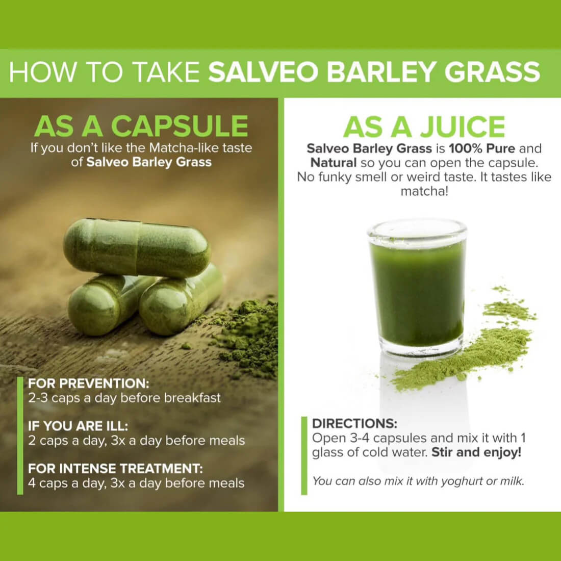 Salveo Barley Grass Capsules | 120 capsules | 500mg made in Australia FDA Approved